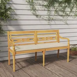 Sols Ar Krēmkrāsas Matraci, 150 Cm, Masīvs Tīkkoks Vidaxl