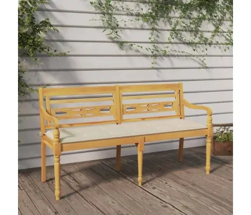 Sols Ar Krēmkrāsas Matraci, 150 Cm, Masīvs Tīkkoks Vidaxl