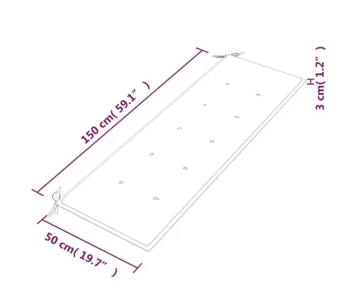 Sols Ar Sarkanu Matraci, 150 Cm, Masīvs Tīkkoks Vidaxl