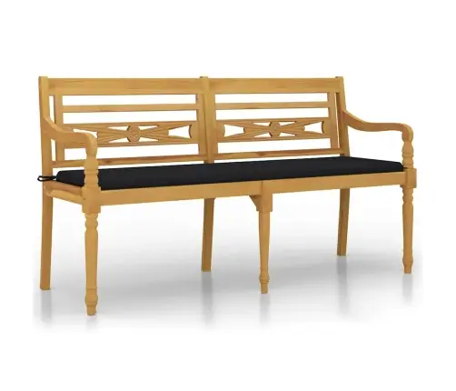 Sols Ar Melnu Matraci, 150 Cm, Masīvs Tīkkoks Vidaxl