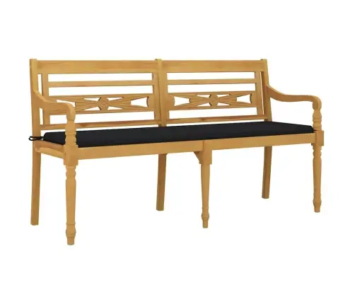 Sols Ar Melnu Matraci, 150 Cm, Masīvs Tīkkoks Vidaxl