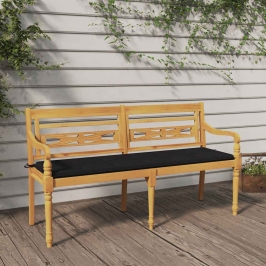 Sols Ar Melnu Matraci, 150 Cm, Masīvs Tīkkoks Vidaxl