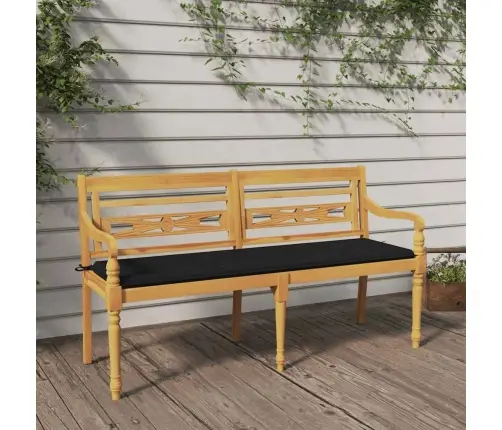 Sols Ar Melnu Matraci, 150 Cm, Masīvs Tīkkoks Vidaxl