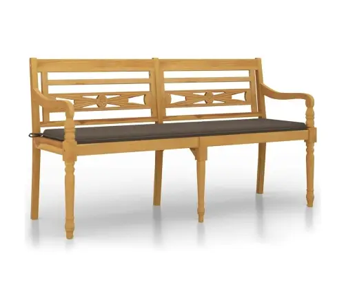 Sols Ar Pelēkbrūnu Matraci, 150 Cm, Masīvs Tīkkoks Vidaxl