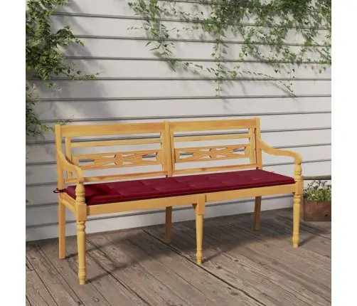 Sols Ar Vīnsarkanu Matraci, 150 Cm, Masīvs Tīkkoks Vidaxl