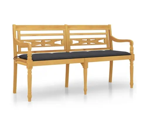Sols Ar Pelēku Matraci, 150 Cm, Masīvs Tīkkoks Vidaxl
