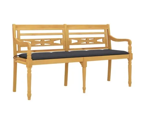 Sols Ar Pelēku Matraci, 150 Cm, Masīvs Tīkkoks Vidaxl