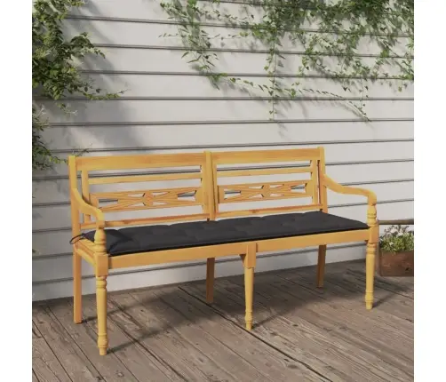 Sols Ar Pelēku Matraci, 150 Cm, Masīvs Tīkkoks Vidaxl