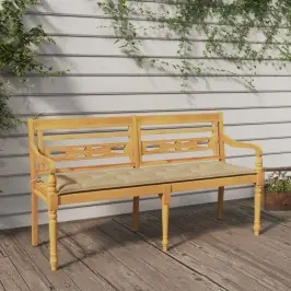Sols Ar Bēšu Matraci, 150 Cm, Masīvs Tīkkoks Vidaxl