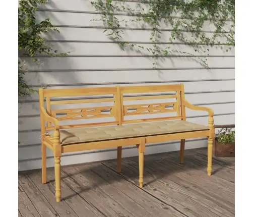 Sols Ar Bēšu Matraci, 150 Cm, Masīvs Tīkkoks Vidaxl Sols Ar Bēšu Matraci, 150 Cm, Masīvs Tīkkoks Vidaxl
