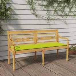 Sols Ar Spilgti Zaļu Matraci, 150 Cm, Masīvs Tīkkoks Vidaxl