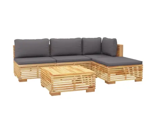 5-Daļīgs Dārza Atpūtas Mēbeļu Komplekts Ar Matračiem, Tīkkoks Vidaxl