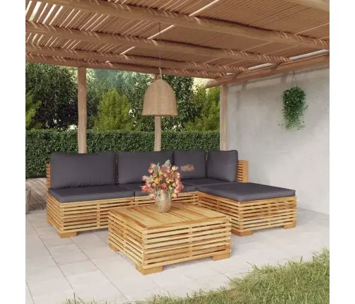 5-Daļīgs Dārza Atpūtas Mēbeļu Komplekts Ar Matračiem, Tīkkoks Vidaxl