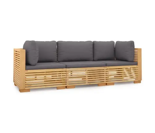 3-Daļīgs Dārza Atpūtas Mēbeļu Komplekts Ar Matračiem, Tīkkoks Vidaxl