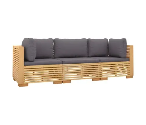 3-Daļīgs Dārza Atpūtas Mēbeļu Komplekts Ar Matračiem, Tīkkoks Vidaxl