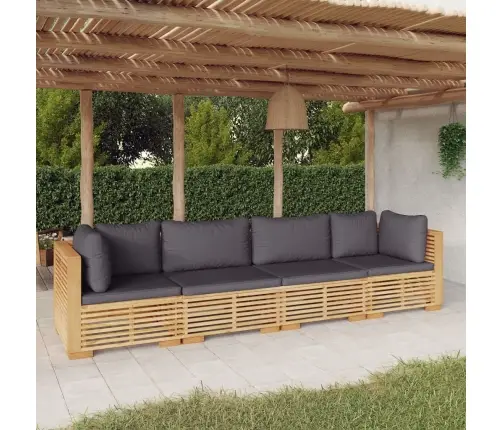 4-Daļīgs Dārza Atpūtas Mēbeļu Komplekts Ar Matračiem, Tīkkoks Vidaxl