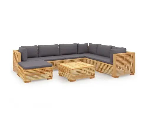 8-Daļīgs Dārza Atpūtas Mēbeļu Komplekts Ar Matračiem, Tīkkoks Vidaxl