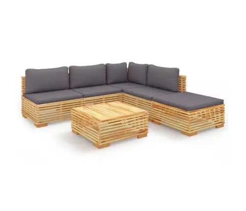 6-Daļīgs Dārza Atpūtas Mēbeļu Komplekts Ar Matračiem, Tīkkoks Vidaxl