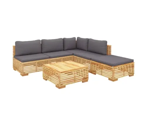 6-Daļīgs Dārza Atpūtas Mēbeļu Komplekts Ar Matračiem, Tīkkoks Vidaxl