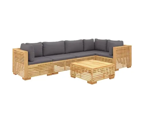 6-Daļīgs Dārza Atpūtas Mēbeļu Komplekts Ar Matračiem, Tīkkoks Vidaxl