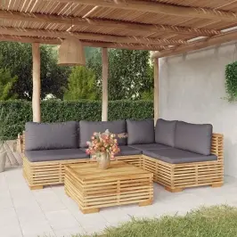 5-Daļīgs Dārza Atpūtas Mēbeļu Komplekts Ar Matračiem, Tīkkoks Vidaxl 5-Daļīgs Dārza Atpūtas Mēbeļu Komplekts Ar Matračiem, Tīkkoks Vidaxl