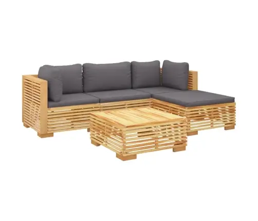 5-Daļīgs Dārza Atpūtas Mēbeļu Komplekts Ar Matračiem, Tīkkoks Vidaxl