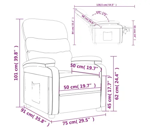 Atpūtas Krēsls, Atgāžams, Melna Mākslīgā Āda Vidaxl