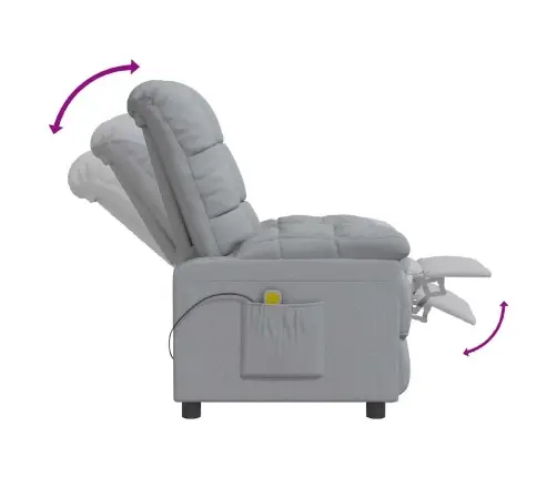 Masāžas Krēsls, Gaiši Pelēks Audums Vidaxl