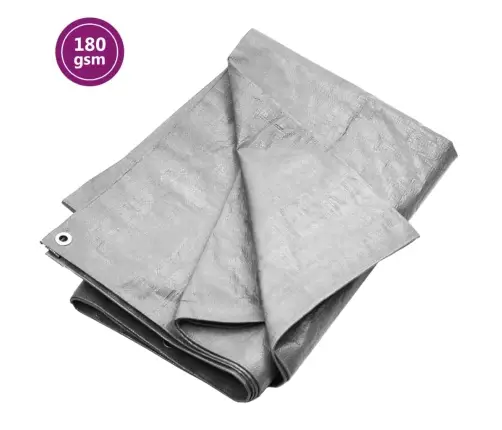 Brezenta Pārklājs, 180 G/M², 8X10 M, Pelēks, Hdpe Vidaxl