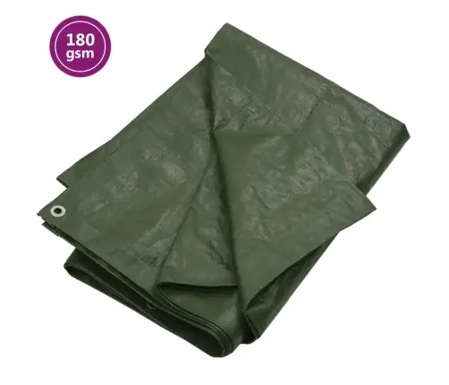 Brezenta Pārklājs, 180 G/M², 6X8 M, Zaļš, Hdpe Vidaxl
