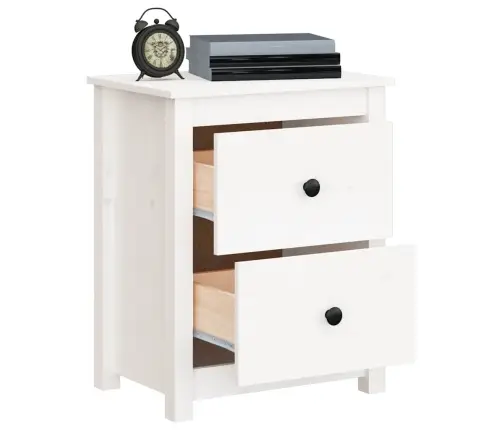Naktsskapītis, Balts, 50X35X61,5 Cm, Priedes Masīvkoks Vidaxl