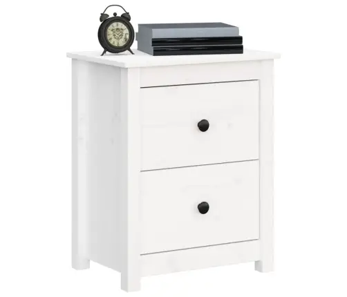 Naktsskapītis, Balts, 50X35X61,5 Cm, Priedes Masīvkoks Vidaxl