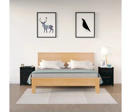 Naktsskapīši, 2 Gab., Melni, 50X35X61,5 Cm, Priedes Masīvkoks Vidaxl