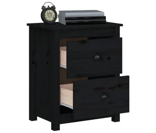 Naktsskapīši, 2 Gab., Melni, 50X35X61,5 Cm, Priedes Masīvkoks Vidaxl