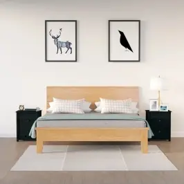 Naktsskapīši, 2 Gab., Melni, 50X35X61,5 Cm, Priedes Masīvkoks Vidaxl