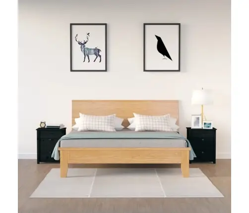 Naktsskapīši, 2 Gab., Melni, 50X35X61,5 Cm, Priedes Masīvkoks Vidaxl