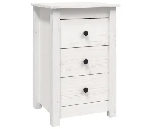 Naktsskapītis, Balts, 40X35X61,5 Cm, Priedes Masīvkoks Vidaxl