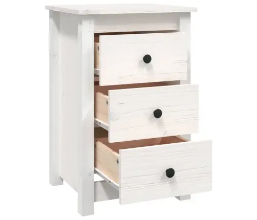 Naktsskapītis, Balts, 40X35X61,5 Cm, Priedes Masīvkoks Vidaxl
