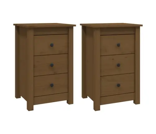 Naktsskapīši, 2 Gab., Brūni, 40X35X61,5Cm Cm, Priedes Masīvkoks Vidaxl