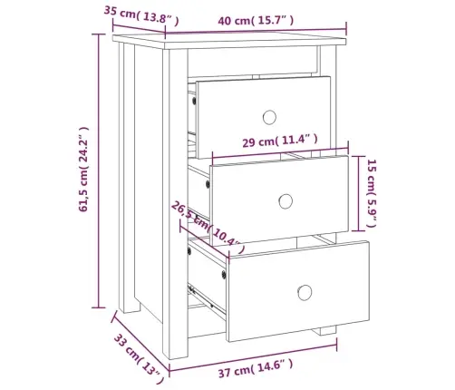 Naktsskapīši, 2 Gab., Brūni, 40X35X61,5Cm Cm, Priedes Masīvkoks Vidaxl