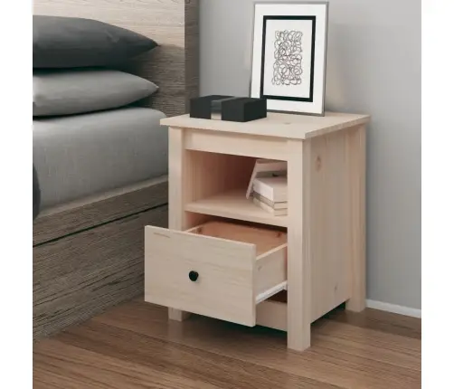 Naktinė Spintelė, 40X35X49cm Pušies Medienos Masyvas