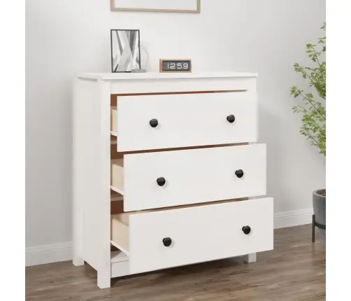 Kumode, Balta, 70X35X80 Cm, Priedes Masīvkoks Vidaxl