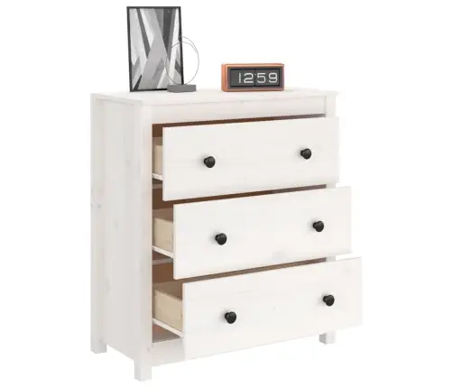 Kumode, Balta, 70X35X80 Cm, Priedes Masīvkoks Vidaxl