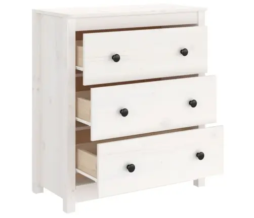 Kumode, Balta, 70X35X80 Cm, Priedes Masīvkoks Vidaxl