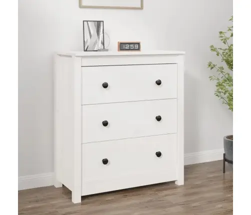 Kumode, Balta, 70X35X80 Cm, Priedes Masīvkoks Vidaxl