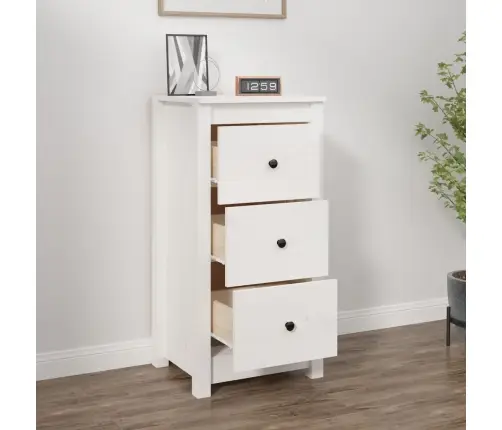 Kumode, Balta, 40X35X80 Cm, Priedes Masīvkoks Vidaxl