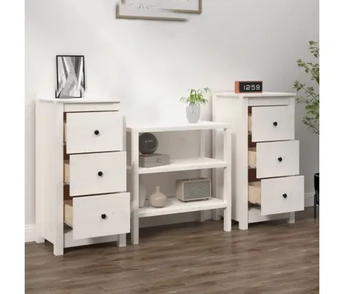 Puhvetkapid 2 Tk, Valge, 40 X 35 X 80 cm Männipuit