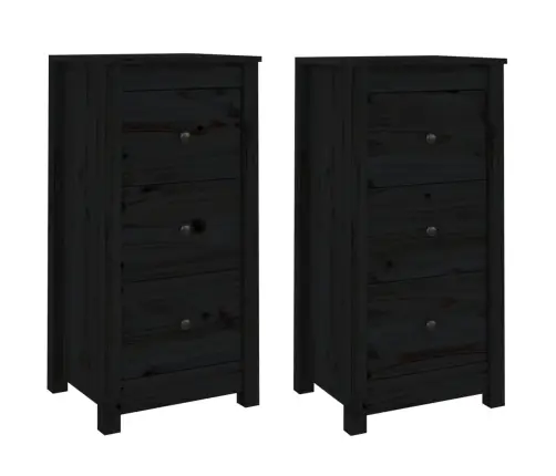 Puhvetkapid 2 Tk, Must, 40 X 35 X 80 cm Männipuit