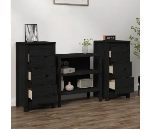 Puhvetkapid 2 Tk, Must, 40 X 35 X 80 cm Männipuit