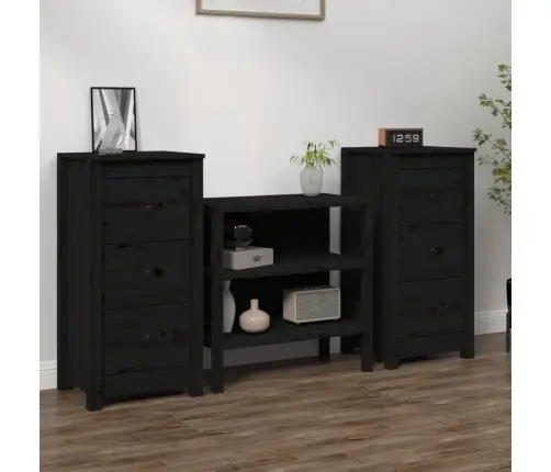 Puhvetkapid 2 Tk, Must, 40 X 35 X 80 cm Männipuit